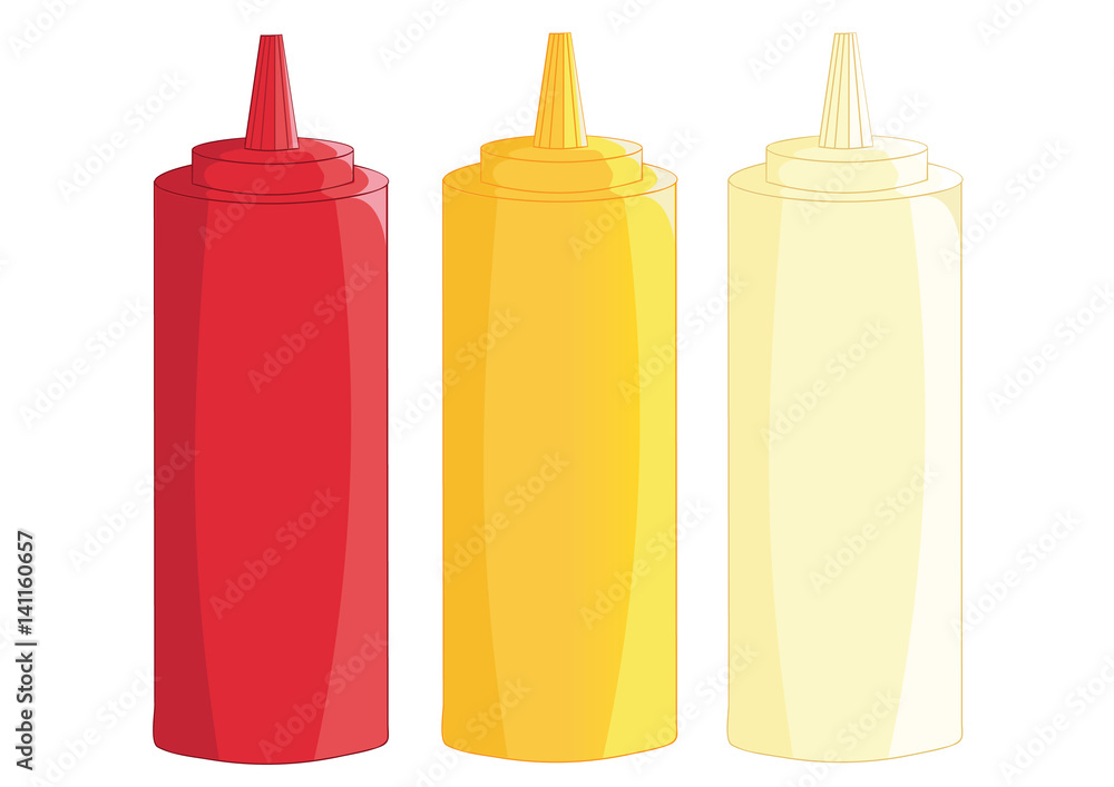 Dispensers for ketchup, mustard and mayonnaise Stock-Vektorgrafik