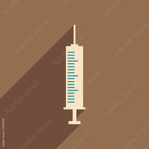 Flat with shadow icon and mobile applacation hypodermic