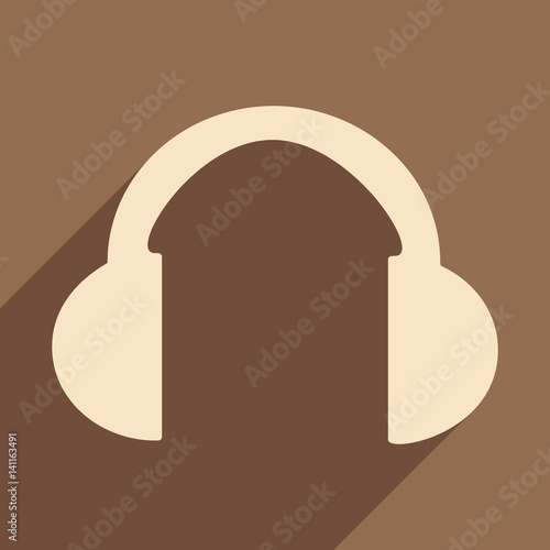 Flat with shadow icon and mobile applacation headphones photo