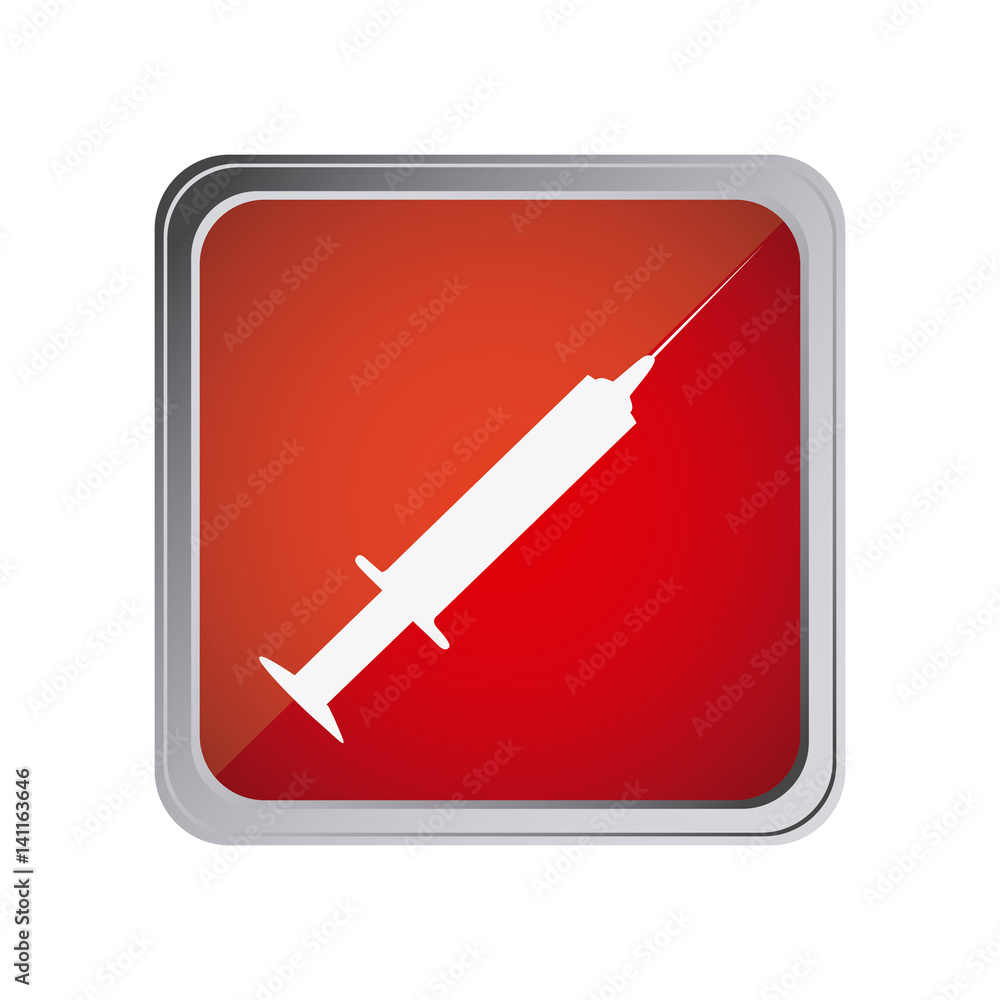 button with syringe with background red vector illustration button with syringe with background red vector illustration