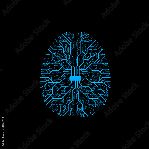 Brain with circuit board texture. Digital concept