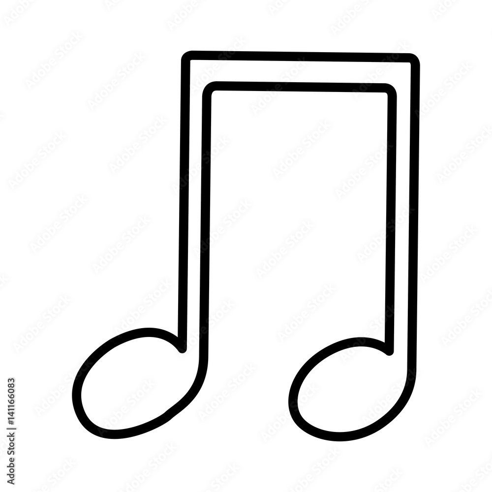 monochrome contour with musical note vector illustration Stock