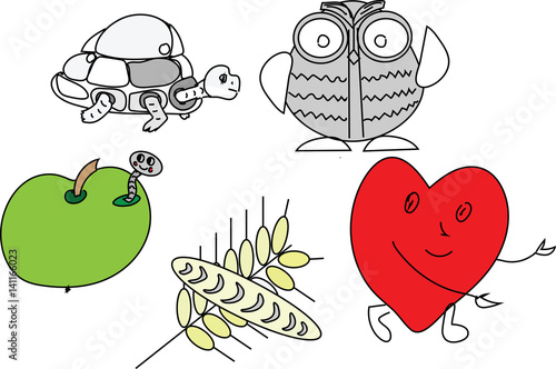 A sketch of the different subjects of the miniatures