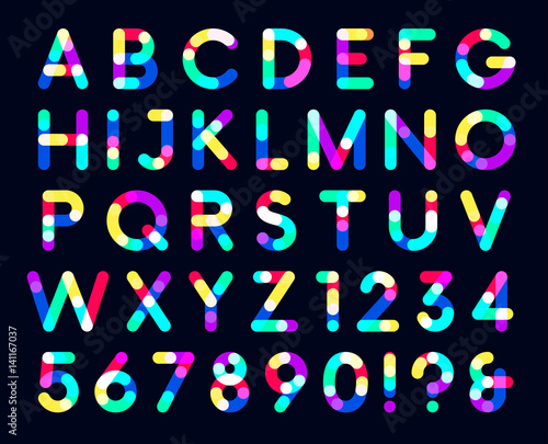 Colorful overlays font only dark background a point capital letters
