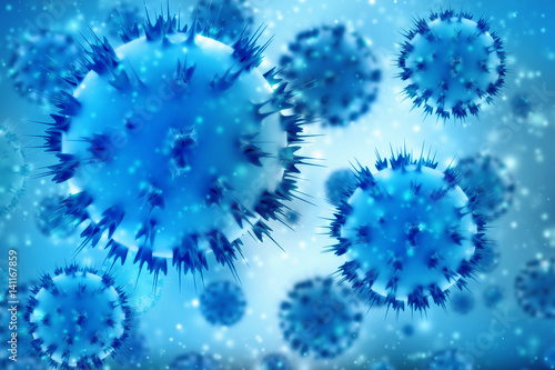 3d rendering virus, bacteria, cell infected organism, virus abstract background