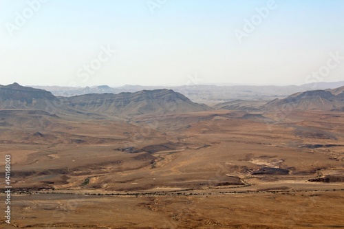Mizpe Ramon lookout to Big Crater in the Desert of Negev  Israel