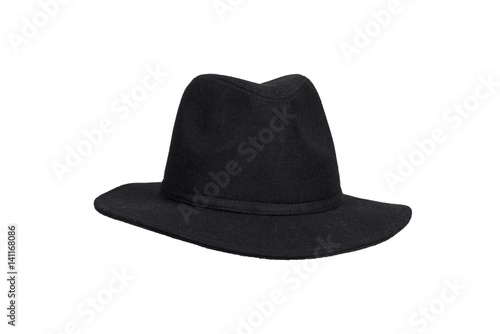 Black woolen hat isolated on white with clipping path.