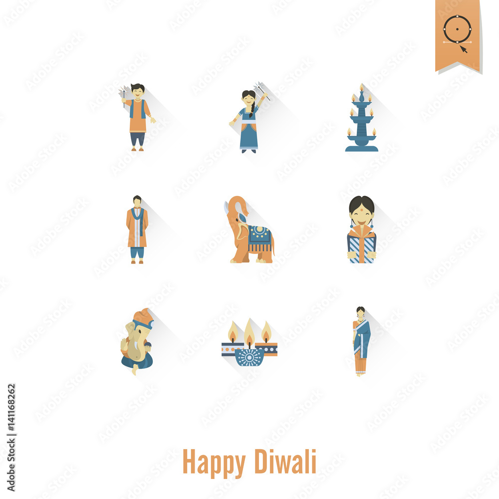 Diwali. Indian Festival Icons Diwali. Indian Festival Icons