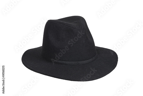 Black woolen hat isolated on white with clipping path.