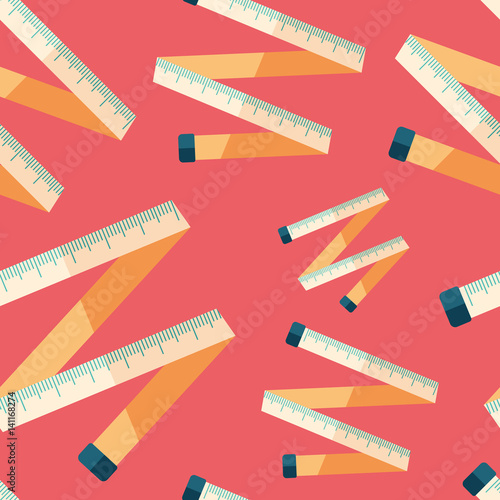 Tape measure flat icon seamless pattern.