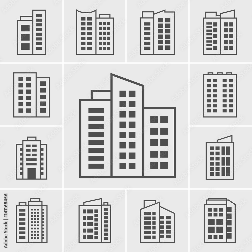 Icons Building Vector illustration