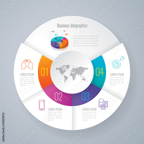 Infographic design vector and business icons with 4 options.