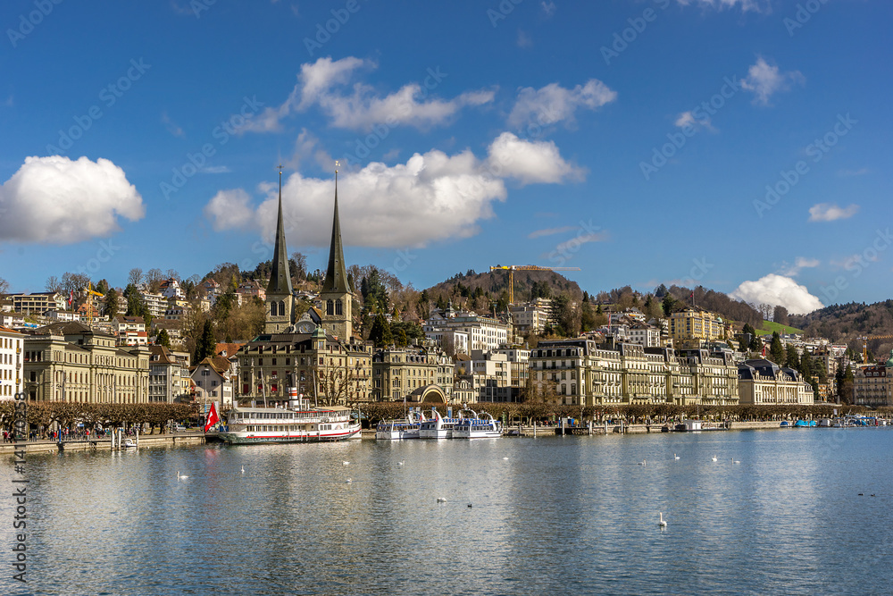 Looking across Lake Lucerne to the National Quai
