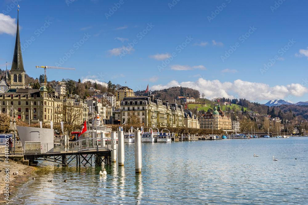 Looking across Lake Lucerne to the National Quai