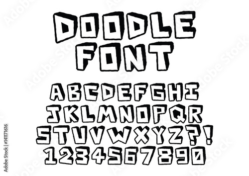 Hand drawn doodle Font Isolated On Background