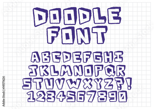 Hand drawn doodle Font Isolated On Background