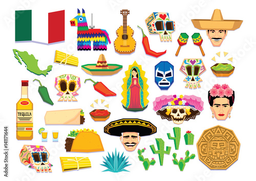 Vector Of Mexican Elements Isolated On White Background