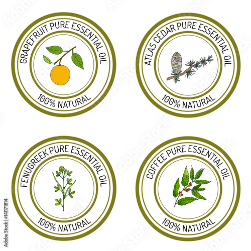Set of essential oil labels 