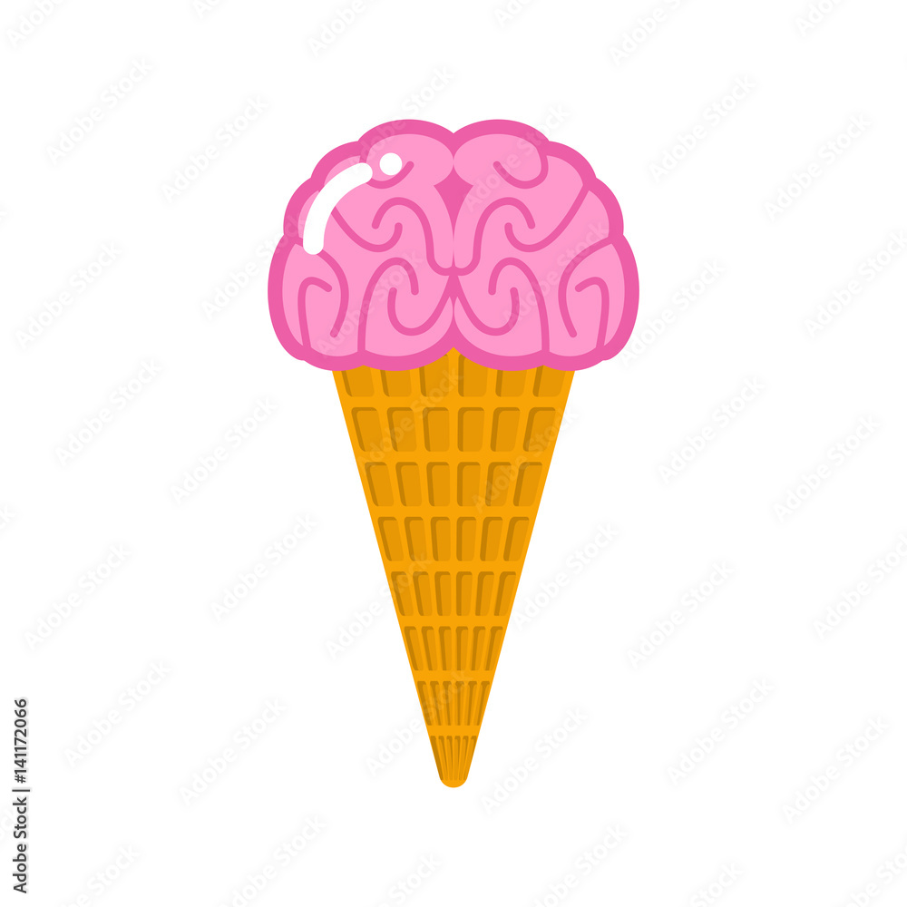 ice cream brain. Frozen Human brains. zombie food. Unusual dessert for Halloween ice cream brain. Frozen Human brains. zombie food. Unusual dessert for Halloween