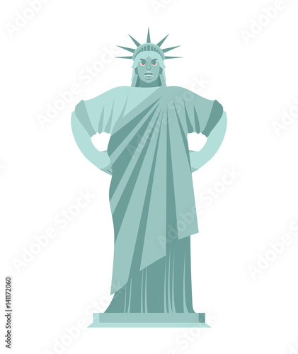 Statue of Liberty Angry. aggressive landmark America. Sculpture Architecture USA