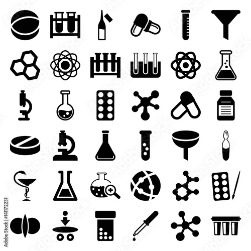 Set of 36 chemistry filled icons