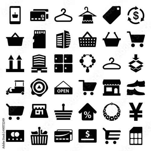 Set of 36 store filled icons