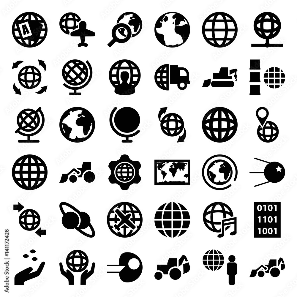 Set of 36 earth filled icons Set of 36 earth filled icons