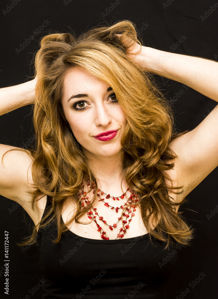 Beauty Woman Portrait over black Background Beauty Woman Portrait over black Background