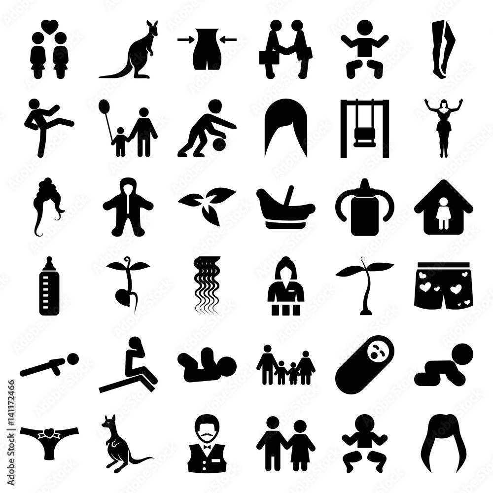 Obraz premium Set of 36 young filled icons