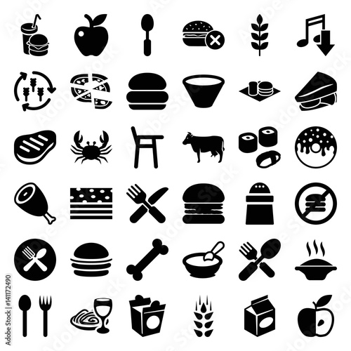 Set of 36 eat filled icons