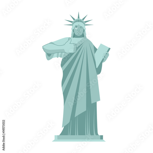 Statue of Liberty Winks. thumbs up landmark  America. Sculpture Architecture USA