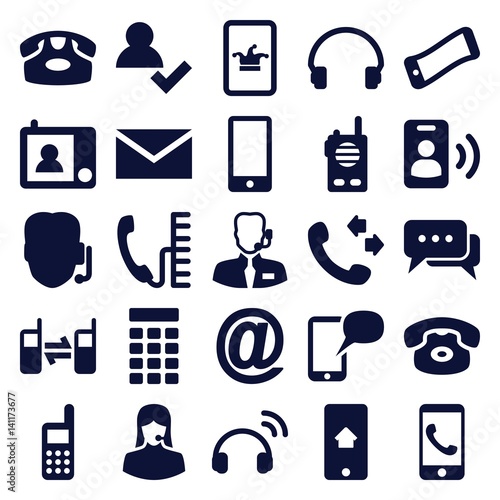 Set of 25 contact filled icons