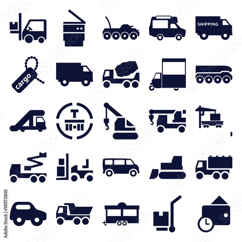 Set of 25 truck filled icons