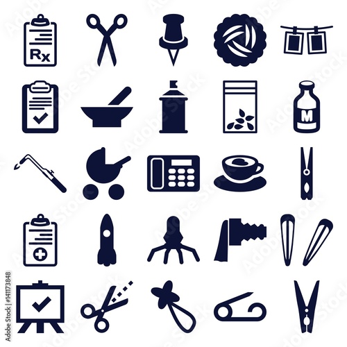 Set of 25 clip filled icons