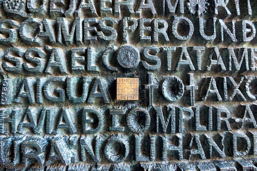 The magic square at Sagrada Familia door The magic square at Sagrada Familia door