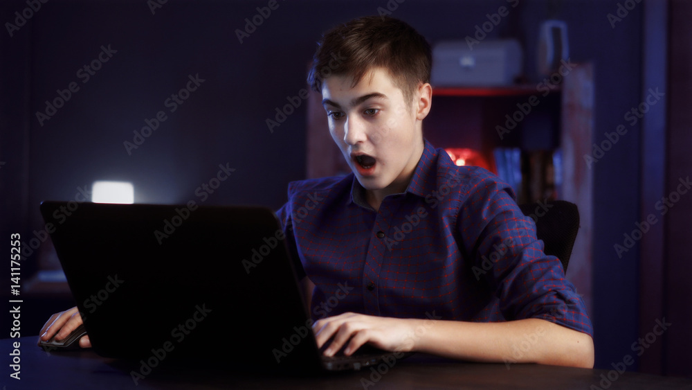 boy with the laptop works and learns boy with the laptop works and learns