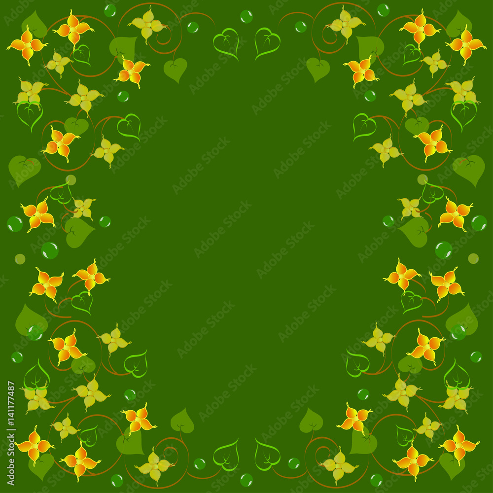 frame floral ornament with leaves frame floral ornament with leaves