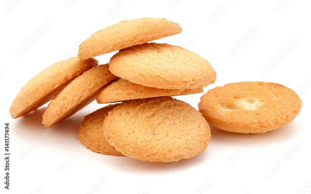 short pastry cookies isolated on white background