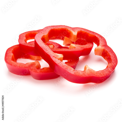 Bild auf Leinwand Red sweet bell pepper slices isolated on white background cutout