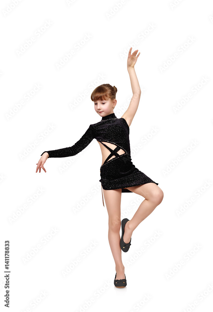 Obraz premium girl in black dress dancing