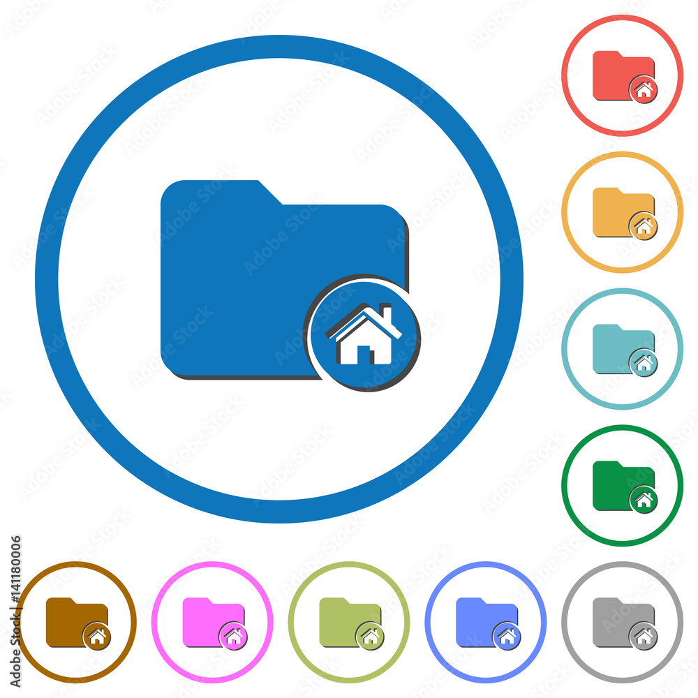 Home folder icons with shadows and outlines Home folder icons with shadows and outlines