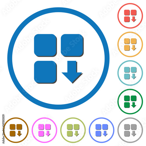 Move down component icons with shadows and outlines