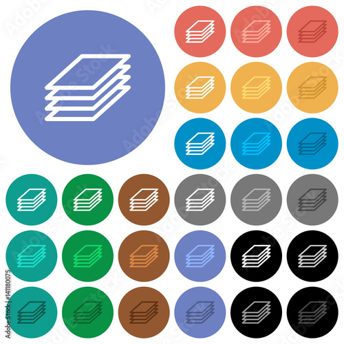 Printing papers round flat multi colored icons