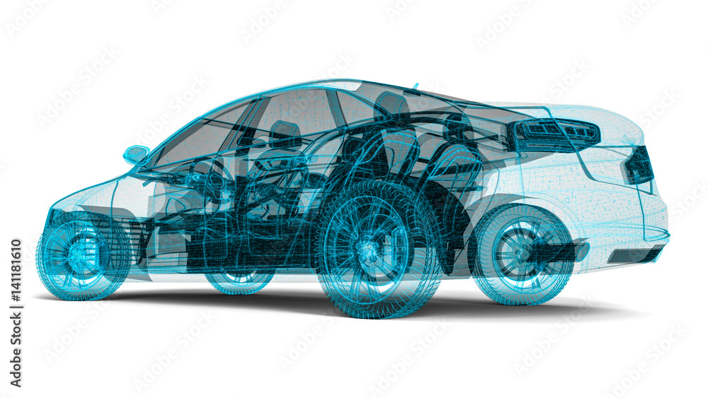 3D render image representing an car in wire frame / Wire frame car
3D render image representing an car in wire frame / Wire frame car