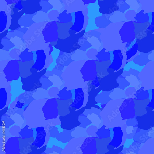 Blue abstract elements scattered over a  pattern