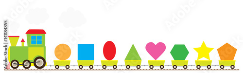 Obraz na płótnie Basic geometric shapes train / educational, learning vector illustration for children w salonie