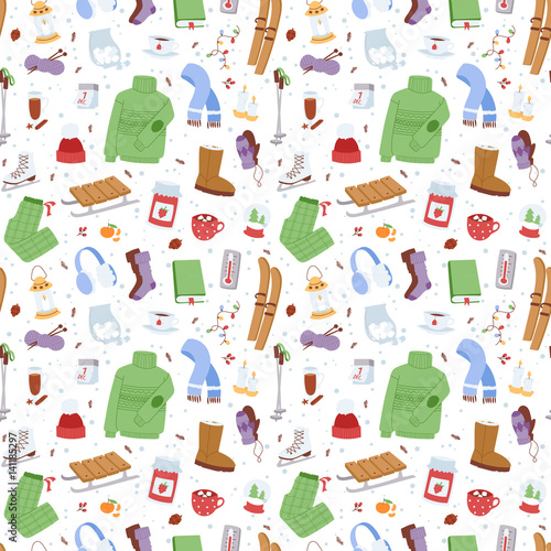 Winter icons vector pattern