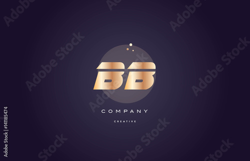 bb b b  gold metal purple alphabet letter logo icon template