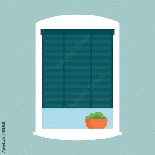 Type of house windows jalousie element isolated flat style frame domestic door double construction and contemporary decoration apartment vector illustration.