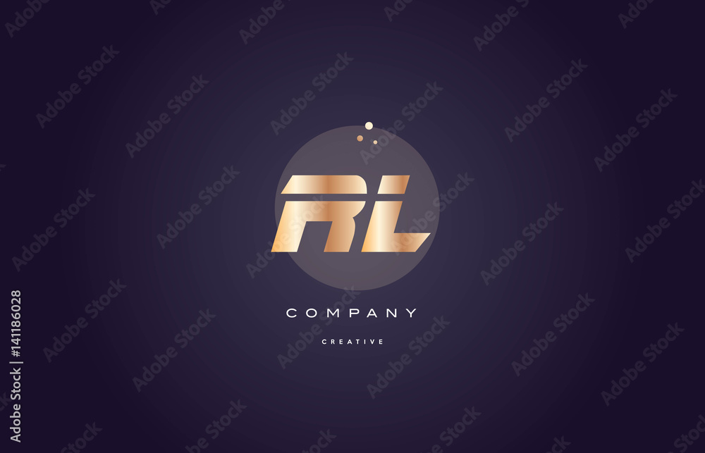 rl r l gold metal purple alphabet letter logo icon template Stock ...
